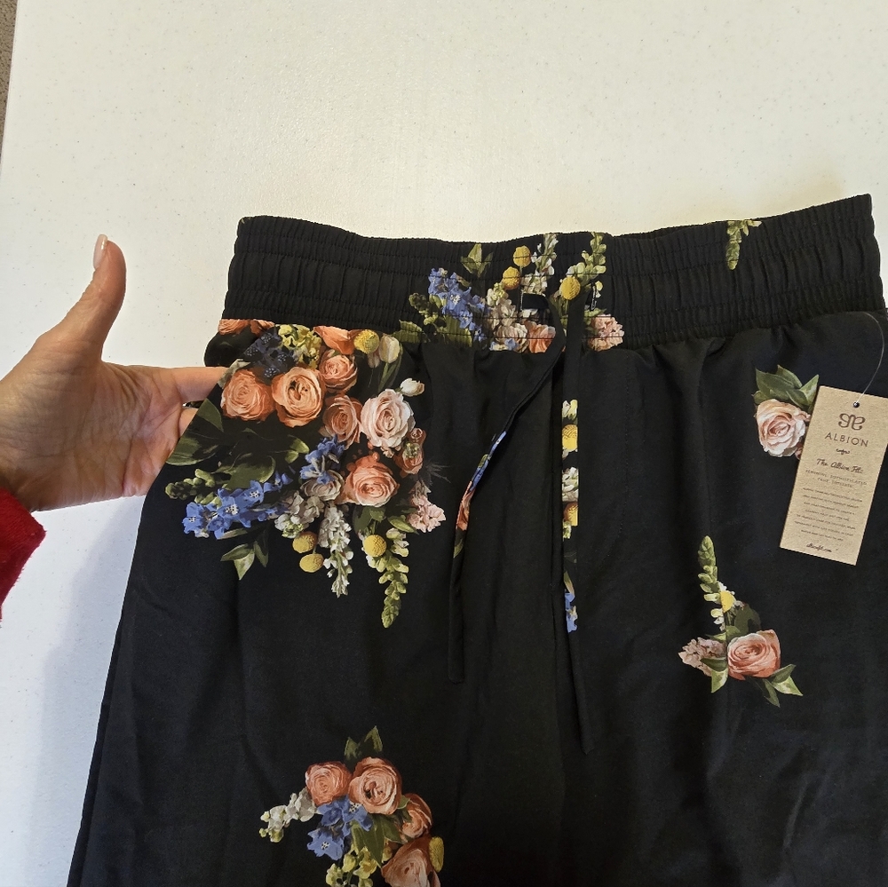 Albion Audrey Wide Leg Pants Rose Black Women's‎ Large Tall New NWT - Picture 7 of 11